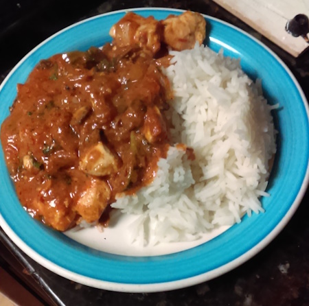 Chicken Tikka Masala served on basmati rice